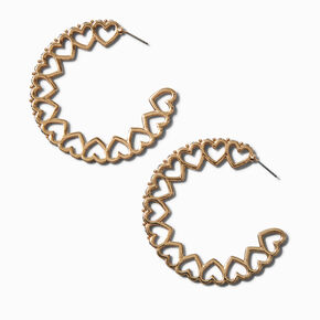 Gold-tone Big Heart Print Hoop Earrings,