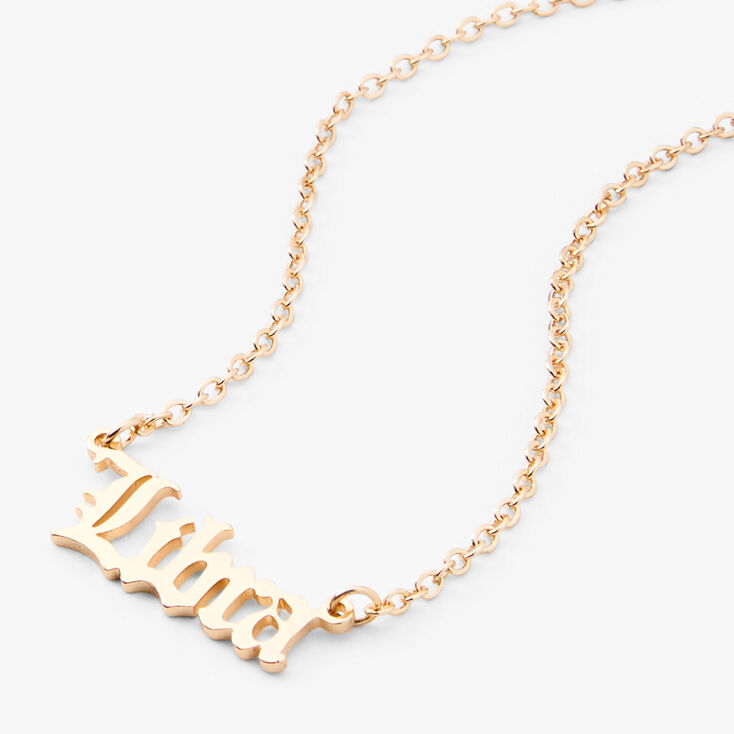 Gold Gothic Zodiac Pendant Necklace - Libra,