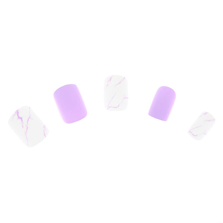 Marble Faux Nail Set - Lilac, 24 Pack,