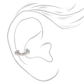 Silver 16G Crystal Daith Clicker Hoop Earring,