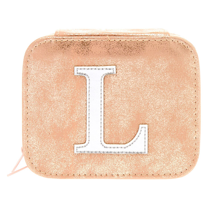 Blush Pink "L" Initial Jewelry Case,