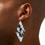 Silver 3&quot; Diamond Chandelier Drop Earrings,