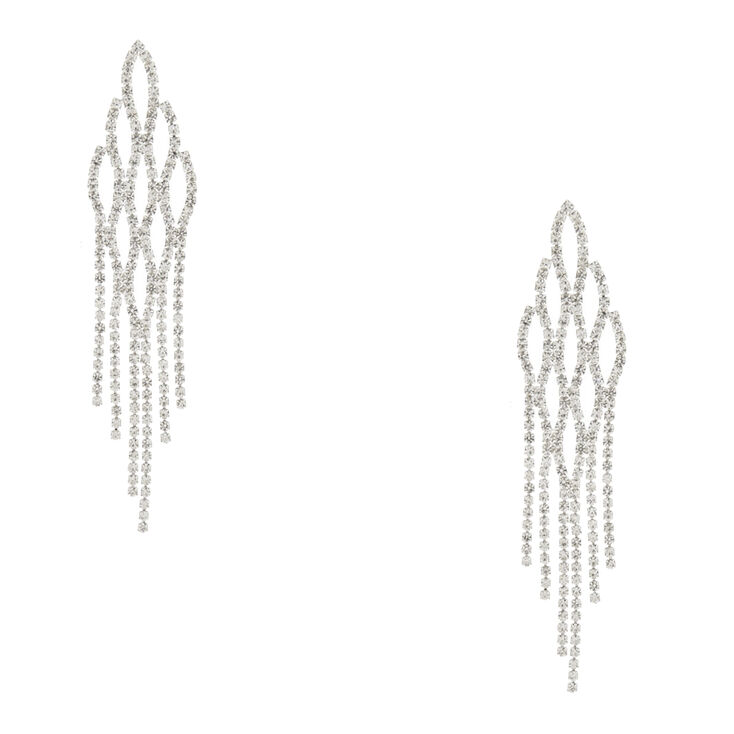 Silver Tone Faux Crystal Fish Scale Drop Earrings,