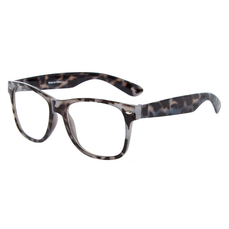 Tortoiseshell Retro Clear Lens Frames - Gray,