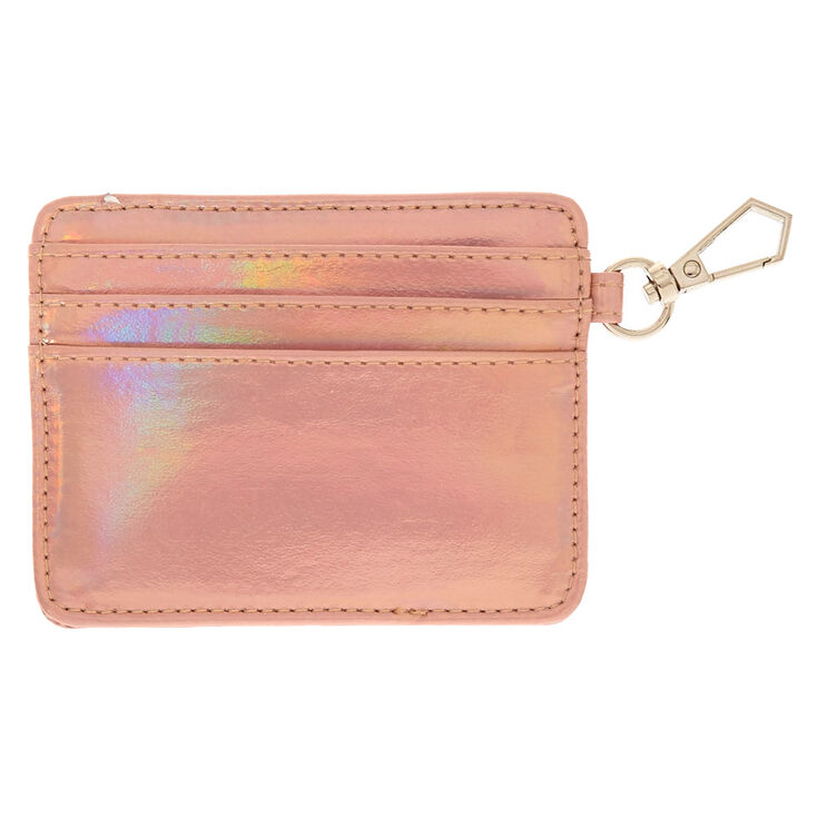 Faux Leather Holographic Peach ID Holder,