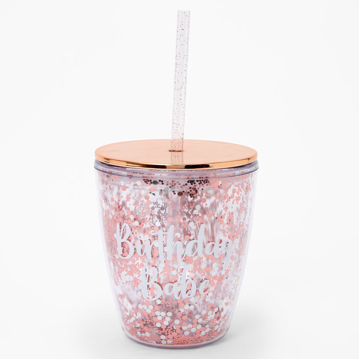 Birthday Babe Sequin Tumbler - Clear,