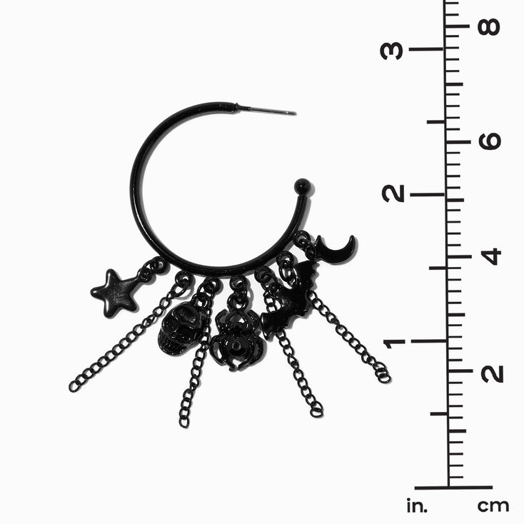 Spooky Charms Chain Fringe Hoop Earrings,