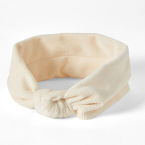 Velvet Knit Knotted Headwrap - Ivory,