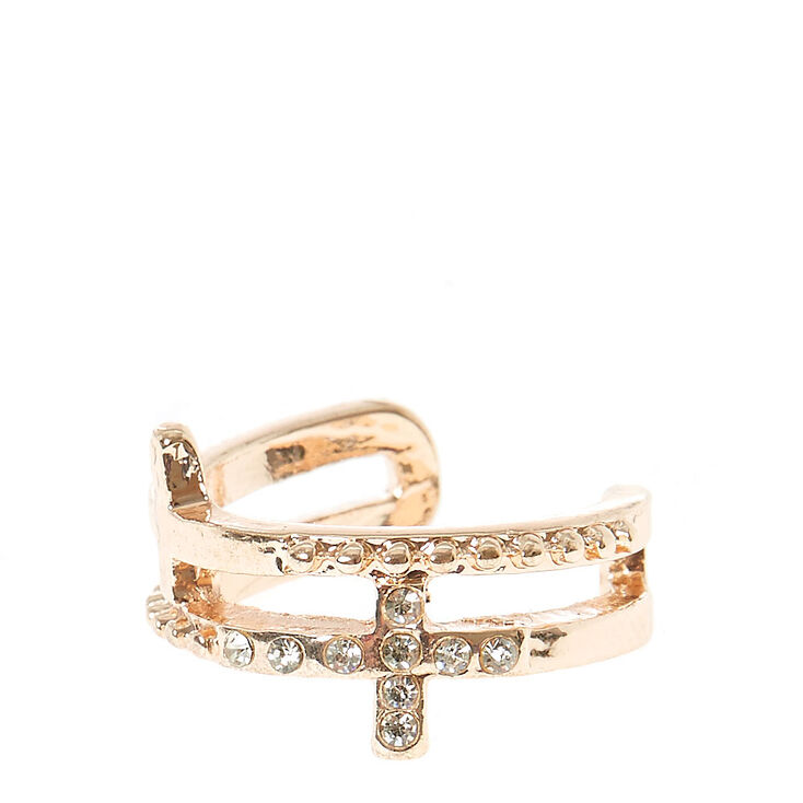 Rose Gold Double Cross Toe Rings,