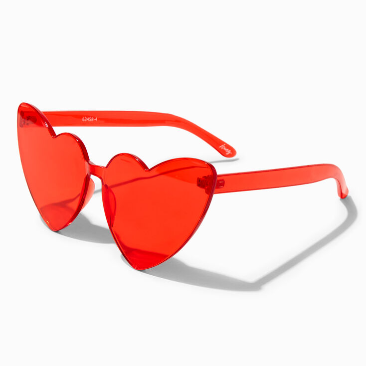 Red Heart-Shaped Rimless Sunglasses,