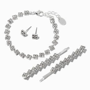 Silver Zig Zag Jewelry &amp; Hair Clip Set - 4 Pack,