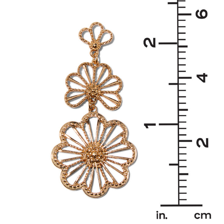 Gold-tone Flower Fan 2&quot; Drop Earrings,