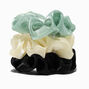 Light Green, Ivory, &amp; Black Silky Hair Scrunchies - 3 Pack,