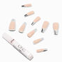 Silver Chrome Tip Squareletto Vegan Faux Nail Set - 24 Pack,