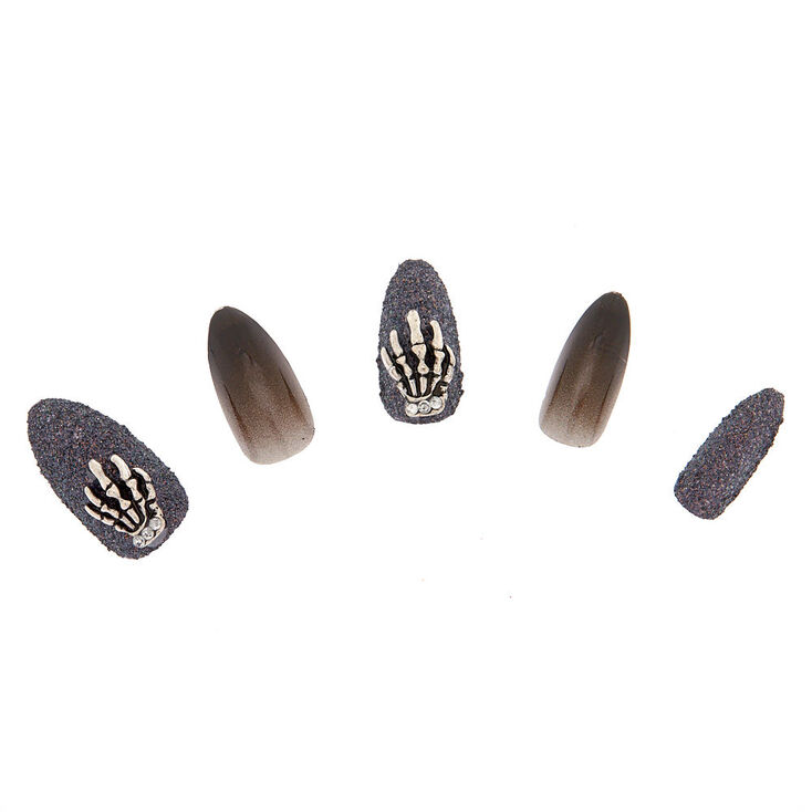 Ombre Glitter Faux Nail Set - Black, 24 Pack,