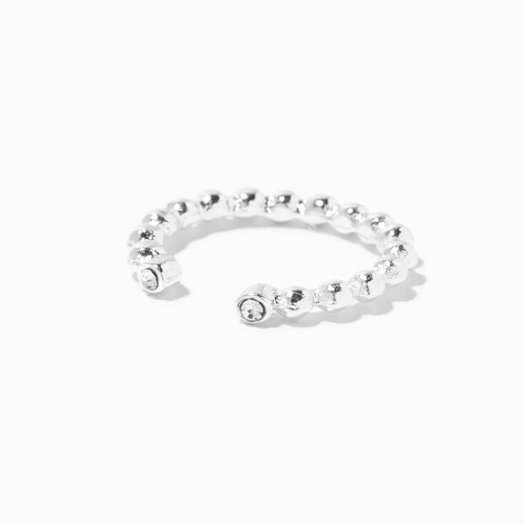 Silver Bubble Open Front Crystal Toe Ring,