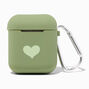 Sage Green Heart Silicone Earbud Case Cover - Compatible With Apple AirPods&reg;,