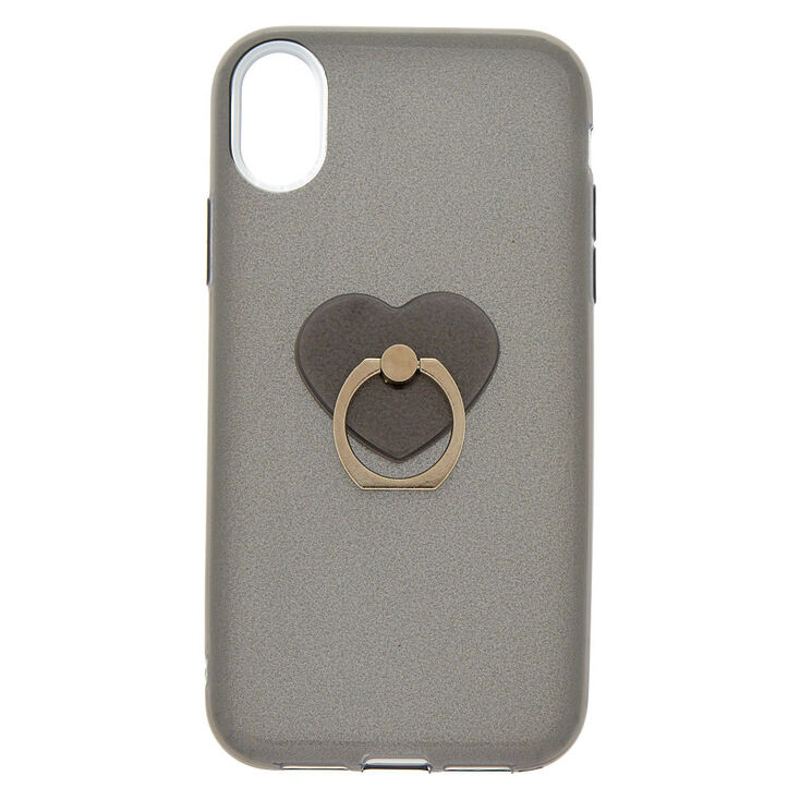 Glitter Heart Ring Stand Phone Case - Fits iPhone XR,