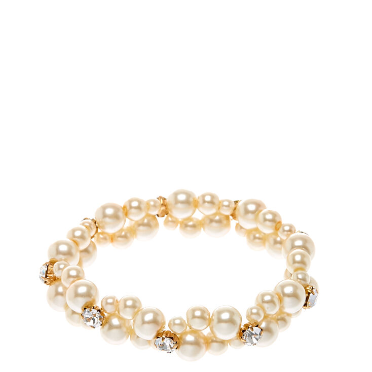 Double Row Faux Ivory Pearl Bracelet,