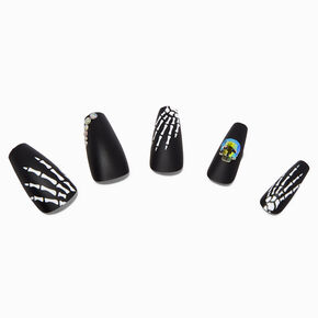 Bony Skeleton Hand Squareletto Press On Faux Nail Set - 24 Pack,