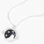 Silver Glow In The Dark Zodiac Spinning Pendant Necklace - Gemini,