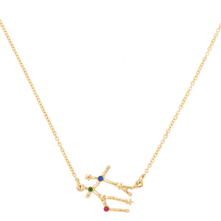 Gold Zodiac Constellation Pendant Necklace - Gemini,
