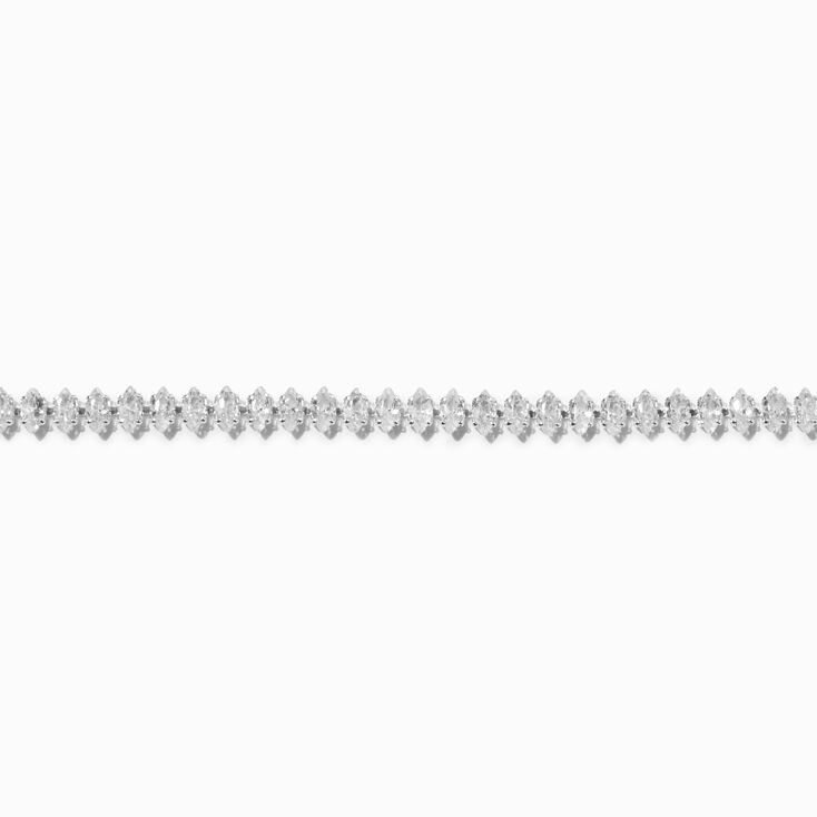 Silver-tone Cubic Zirconia Marquise Chain Bracelet,