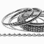 Silver-tone Rhodium Crystal Bangle Bracelets - 5 Pack,