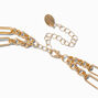 Gold-tone Figaro Chain Blue Lapis Pendant Y-Neck Necklace,