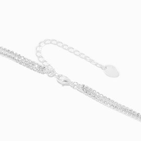 Silver Crystal Y-Neck Multi-Strand Necklace,