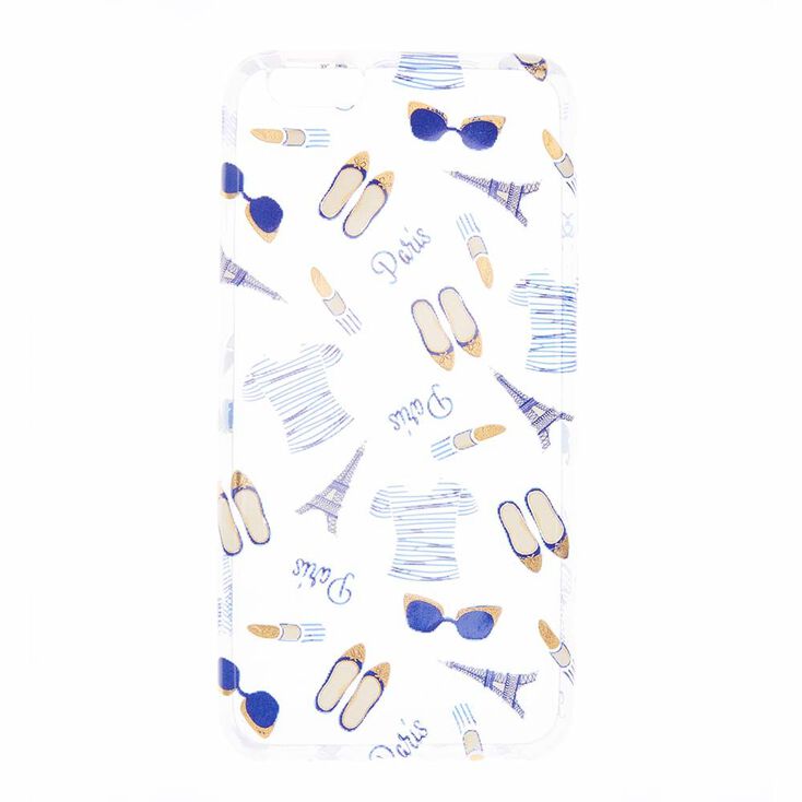 Clear Paris Print Phone Case,