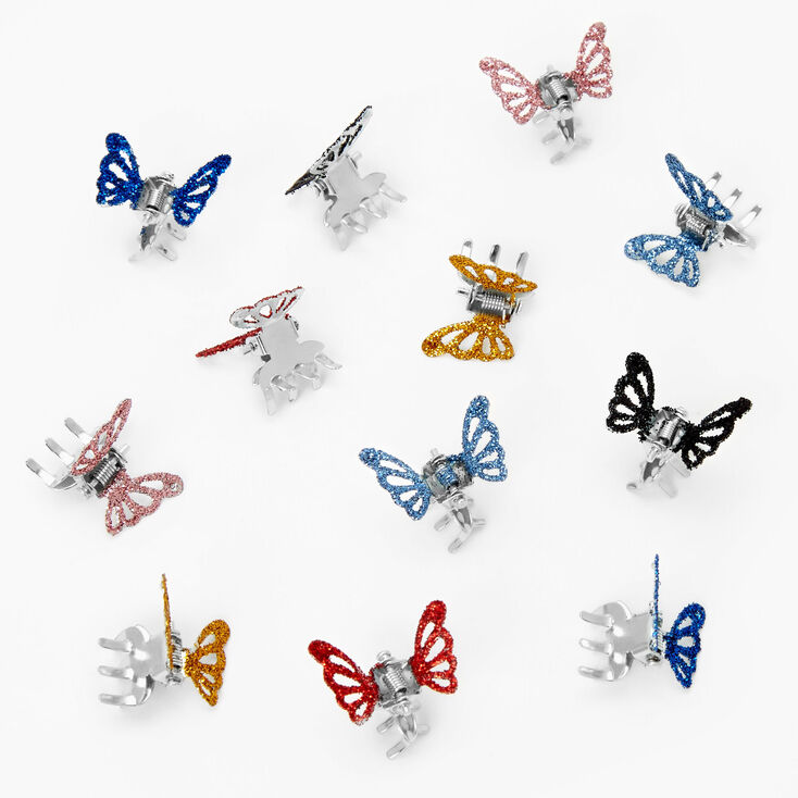 Glitter Butterfly Mini Hair Claws - 12 Pack,