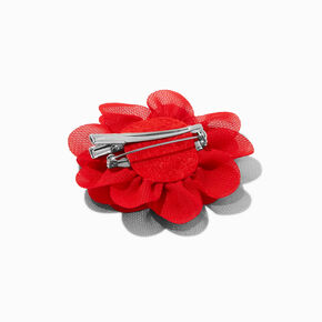 Red Rosette Flower Hair Clip,