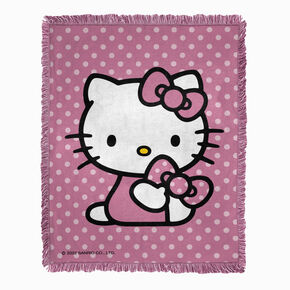 Hello Kitty&reg; Pink Polka Dots Woven Jacquard Throw,